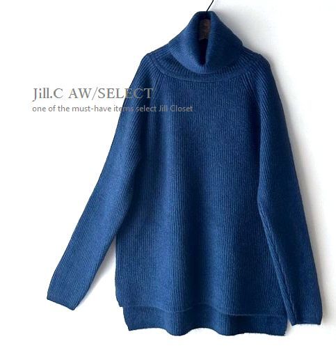 Jill.C*［新品］ 伸縮◎ラグランスリーブ＆バックロングdesign*ふんわり♪ソフトリブ 起毛ニットプルオーバー3703.Turquoise._画像3