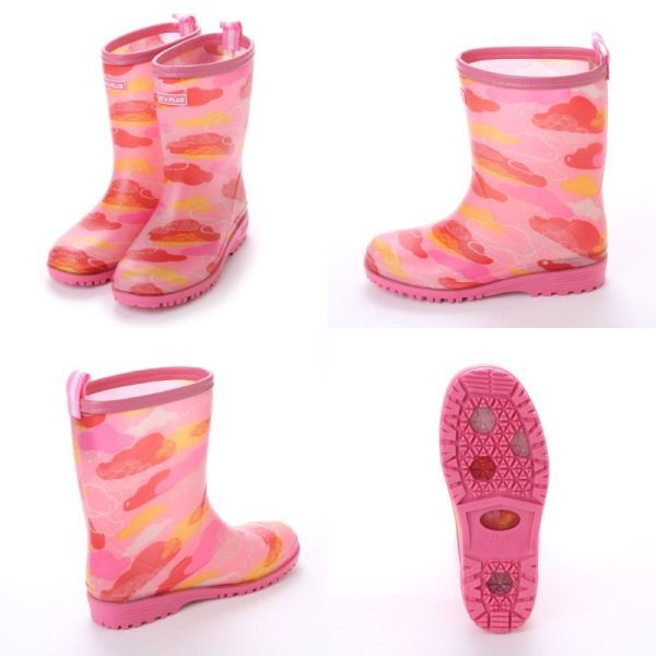  outlet Kids влагостойкая обувь 22.0cm общий рисунок розовый резиновые сапоги сапоги дождь обувь легкий совершенно водонепроницаемый . скользить низ детский девочка 17007 ①
