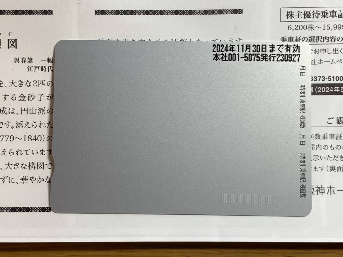 阪急阪神ホールディングス 株主優待 株主回数乗車証 4回カード　2024/11/30まで有効 グループ優待券1冊付き　送料無料_裏面