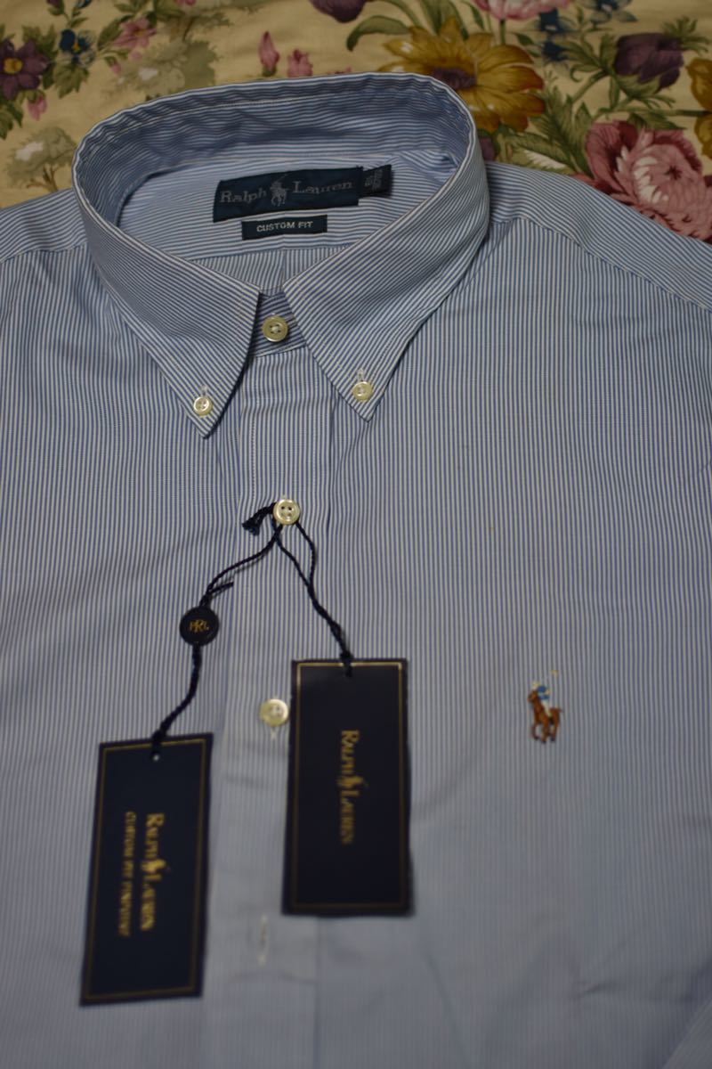 新品 ラルフローレン 襟42 ブルー系　長袖　ワイシャツ メンズ ビジネス タグ付き_画像3