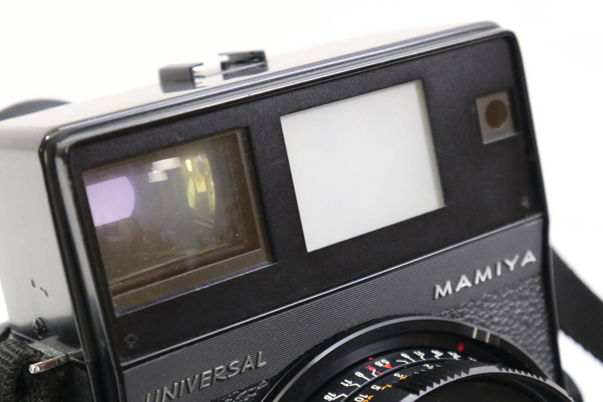 ◎MAMIYA マミヤ UNIVERSAL BLACK レンズ３本 75mm用ファインダー（アルミケース・取説付）ジャンク品扱い_画像5