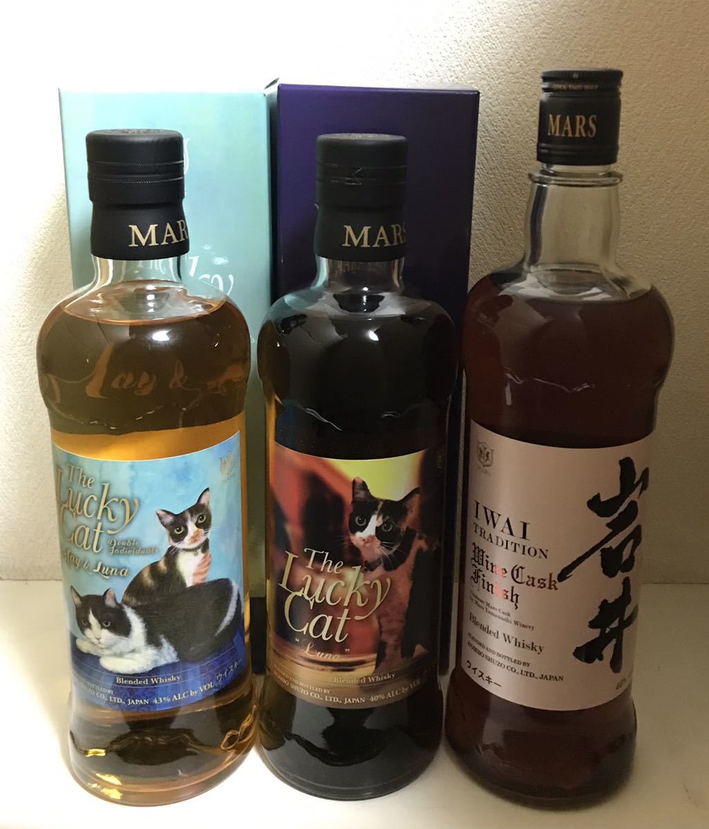 送料無料 3本セット MARS マルス 本坊酒造 The Lucky Cat ザ ラッキーキャット ルナ , メイ & ルナ 岩井 ワインカスク whisky ウイスキー_画像1