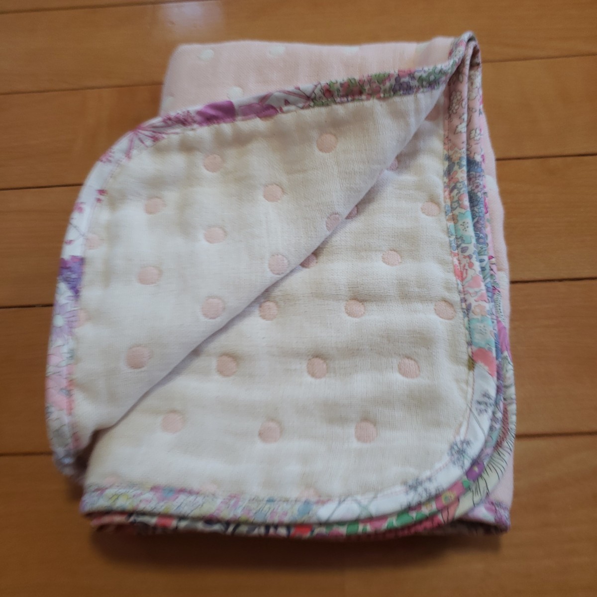  hand made *6 -ply gauze dot × Liberty gauze packet ② pink blanket lap blanket 