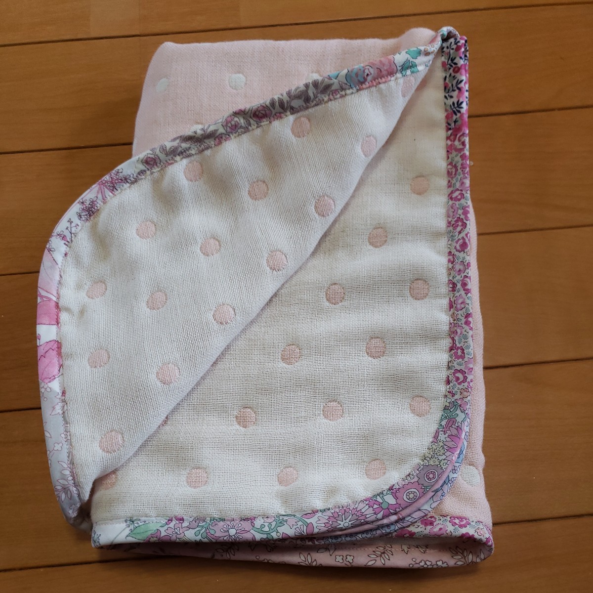  hand made *6 -ply gauze dot × Liberty gauze packet ① pink blanket lap blanket 