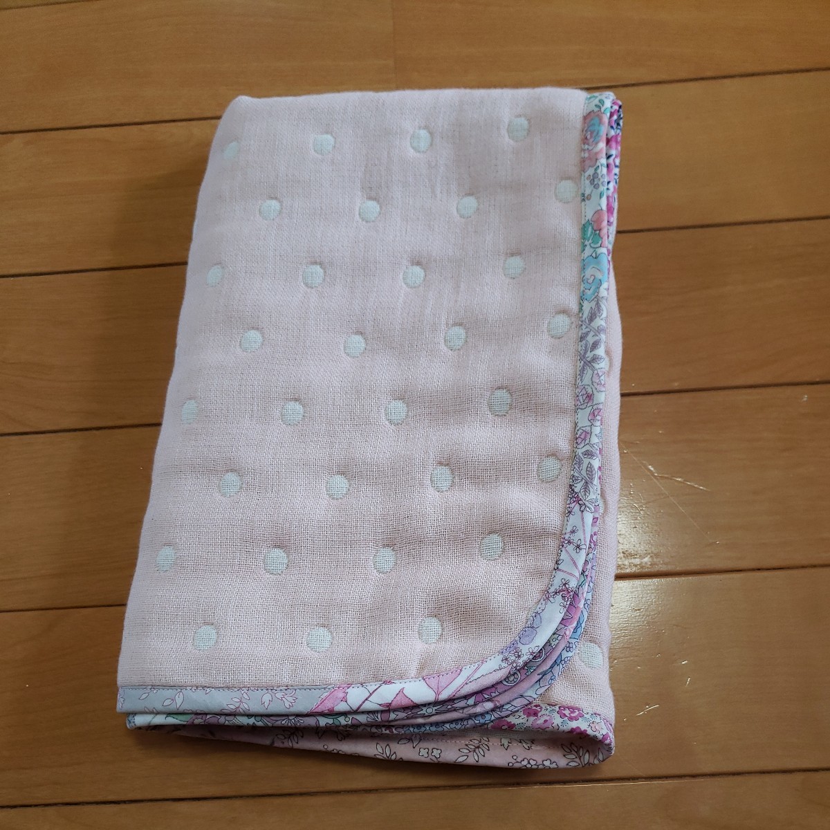  hand made *6 -ply gauze dot × Liberty gauze packet ① pink blanket lap blanket 