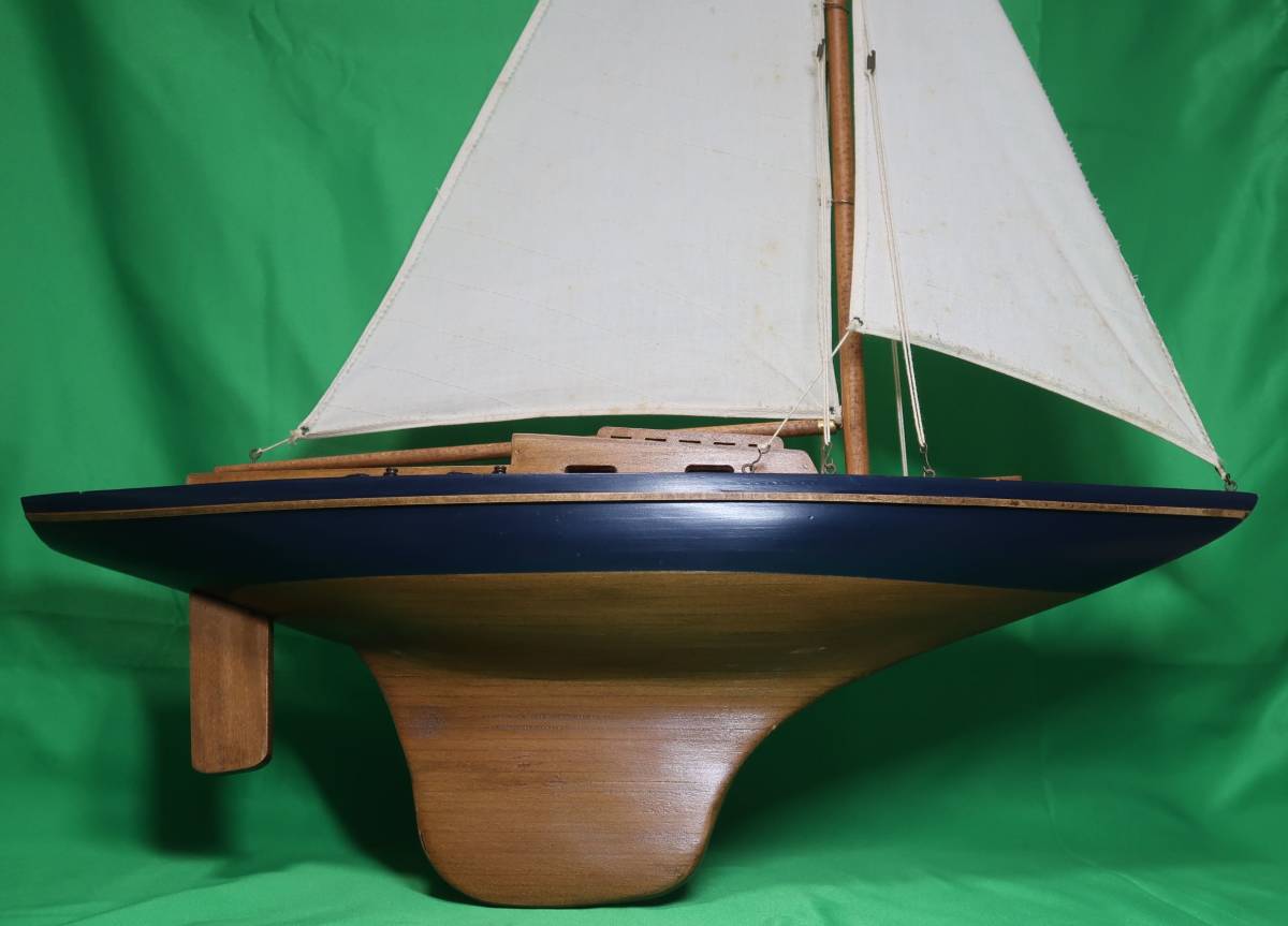 木製 ヨット模型 布製セイル 全長60cm 全高95cm_画像4