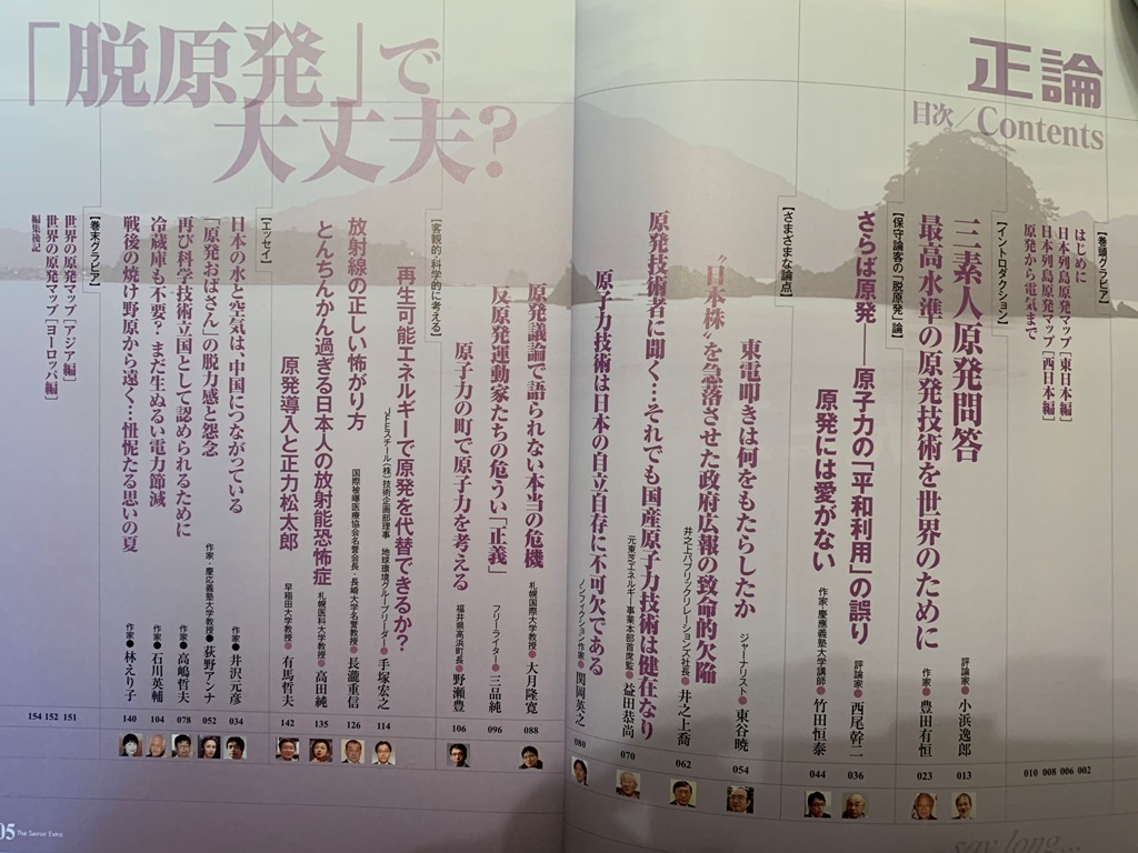 正論臨時増刊号　平成23年（2011年）8月　「『脱原発』で大丈夫？」_画像2