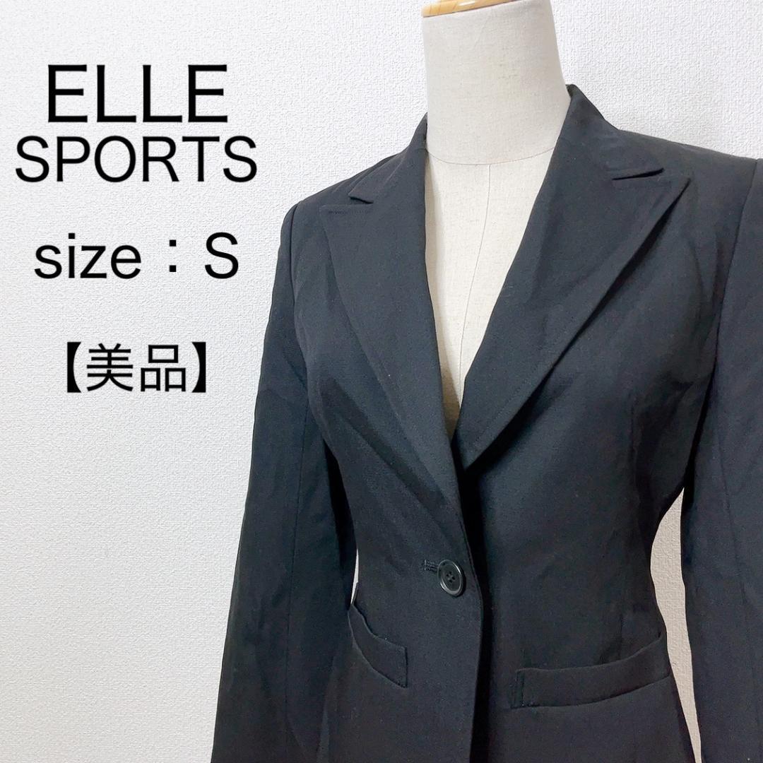 【美品】ELLE SPORTS エル テーラードジャケット シングル ウール混 レディース カジュアル オフィス ビジネス 大人女子 美シルエット 2-62_画像1