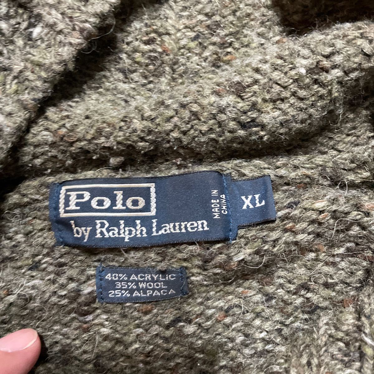 POLO RALPH LAUREN ラルフローレン ニットパーカー　ウール　サイズXL グレー　大きなサイズ_画像3