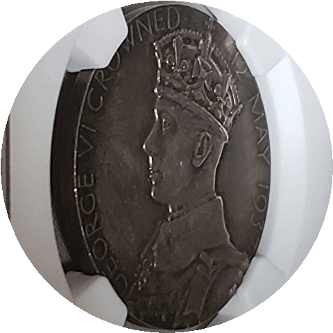 【世界18位！】銀メダル　レア　世界21位　高品質　ジョージ6世　エリザベス王妃　記念　1937年　イギリス　AU58　NGC H028_画像8