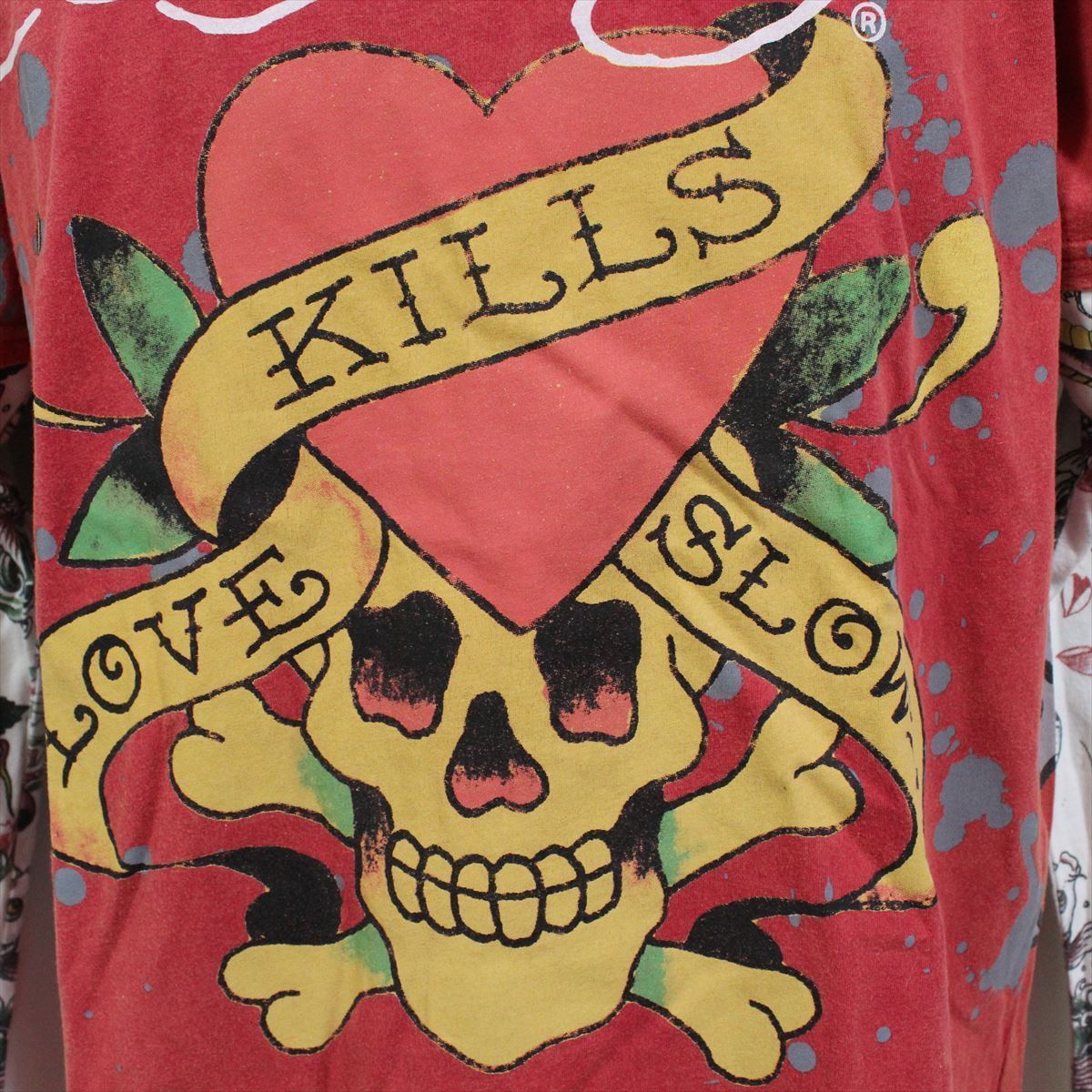 エドハーディー ed hardy メンズダブルスリーブＴシャツ 長袖 LOVE KILLS SLOWLY M03VDS052 ロンティー レッド Lサイズ_画像2