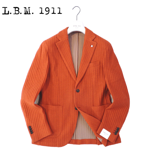 【40%OFF・新品・46】L.B.M.1911（エルビーエム）PUNTO ウールナイロンボンディングニット シングル2Bジャージージャケット オレンジ 2840