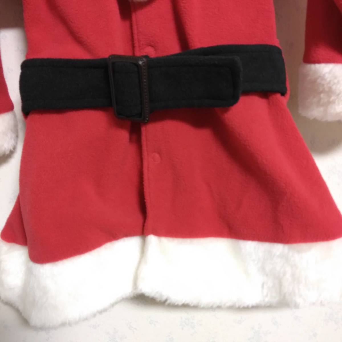 740 良品 アカチャンホンポ ベビー服 サンタコスチューム フード付きジャケット 子供サイズ80cm フリース素材 クリスマス用品 USED_画像3