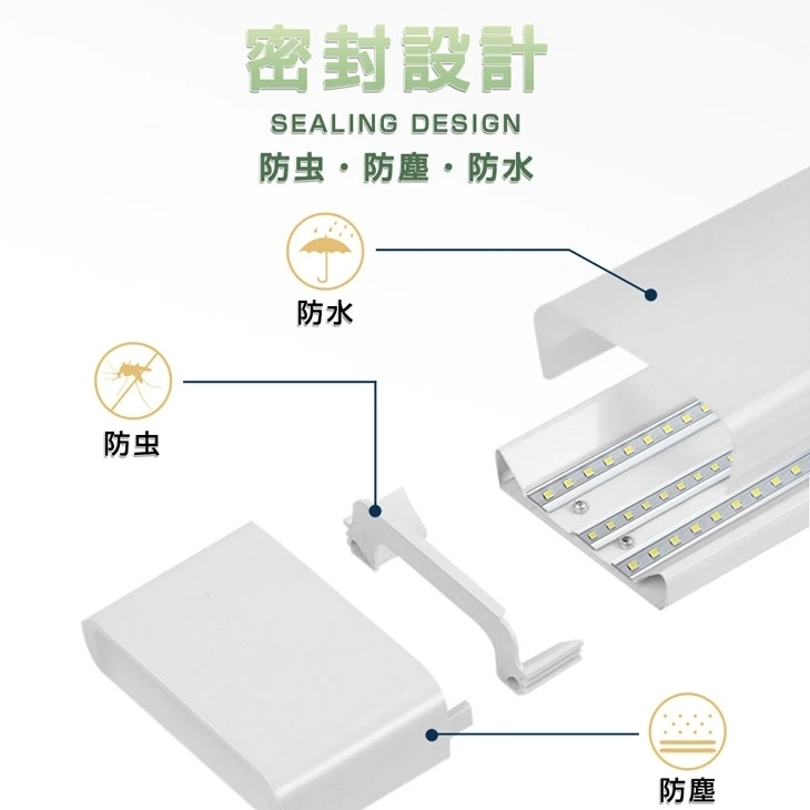 即納！20本セット 一体型台座付 1灯・3灯相当 80W形相当 直管LED蛍光灯 6300lm 昼光色6000K スイッチ付き 360個素子搭載 AC110V D18EN_画像6