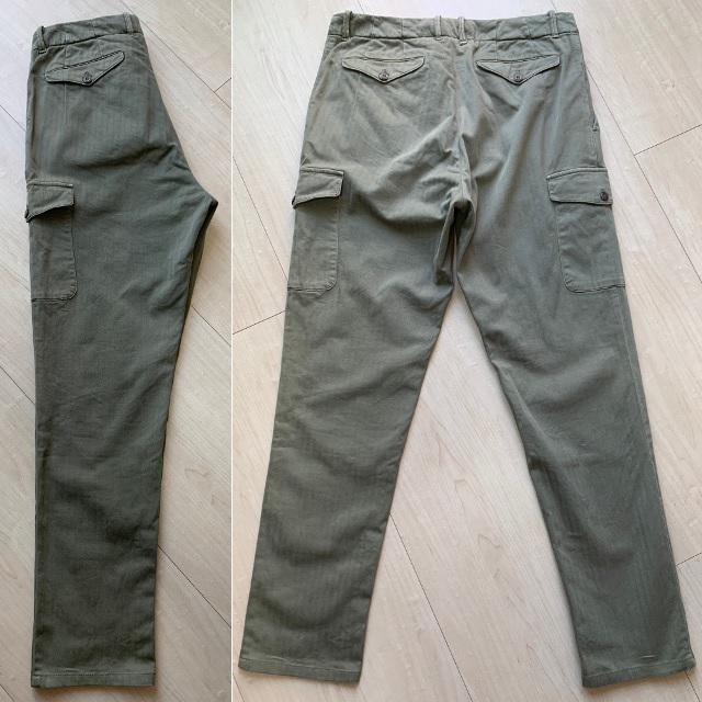 GTA IL PANTALONE “LORENZO CARGO” 製品染め ヘリンボーン ドレスカーゴ 48 コットンストレッチ カーゴパンツ ジーティーアー_画像6