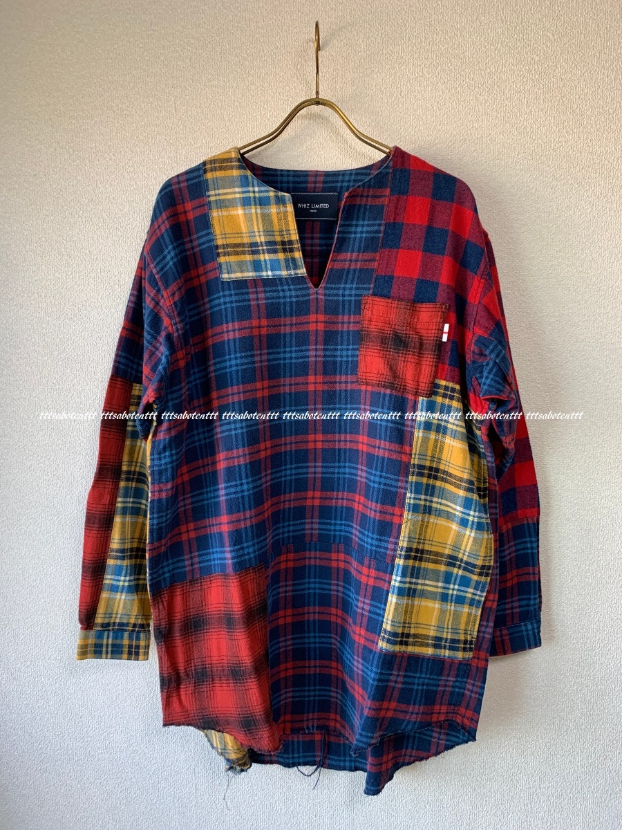 美品 WHIZ LIMITED “patchwork flannel shirt” パッチワーク チェック柄 フランネルシャツ オーバーサイズ M ウィズリミテッド