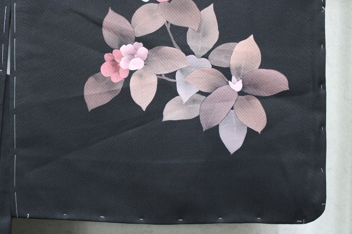  kimono now former times 6056 black feather woven collection silk 10 day block made hand ... beautiful flower sitsuke attaching unused goods beautiful goods feather woven height 75cm