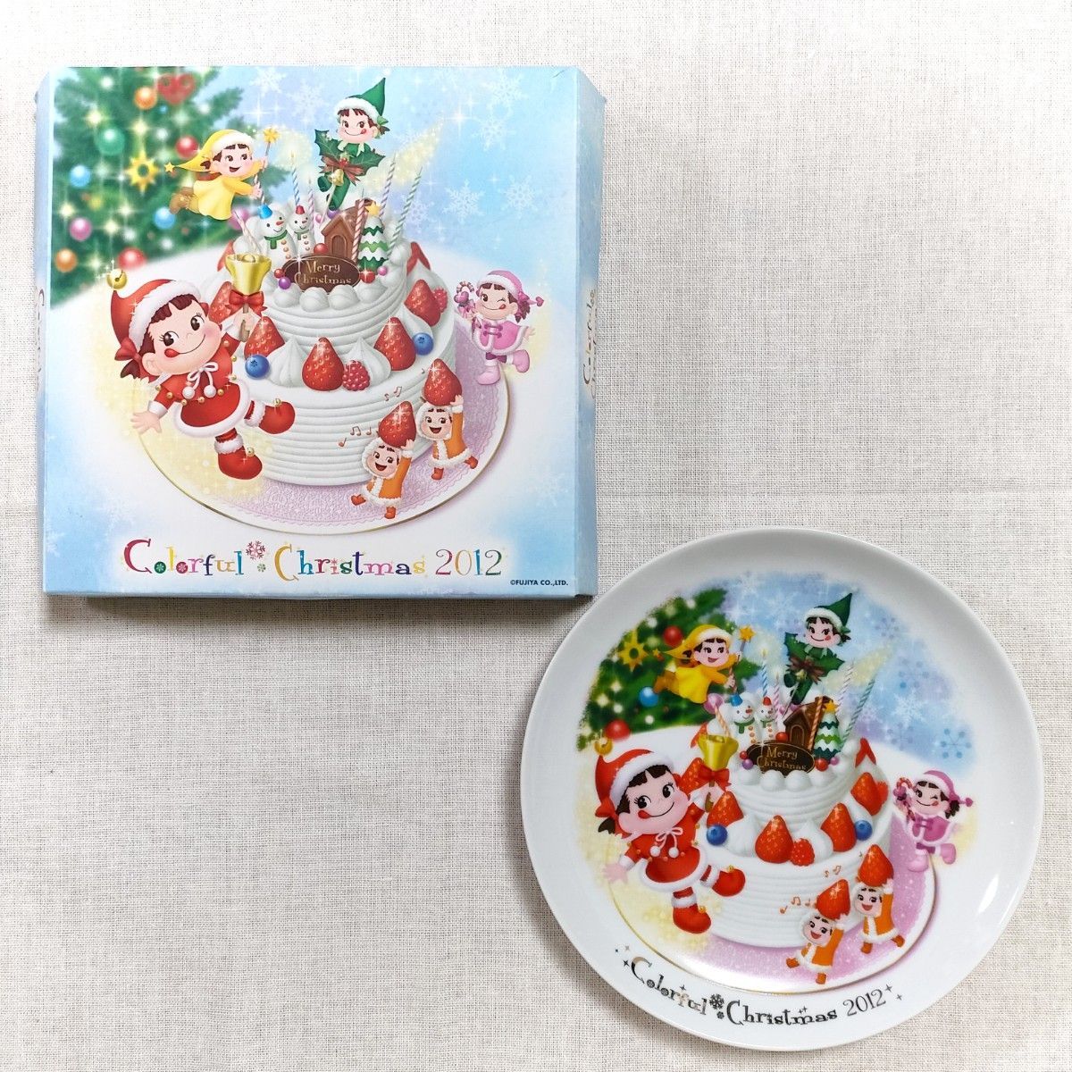 不二家 ペコちゃん 2012クリスマスケーキ皿 プレート 絵皿 不二家 ペコちゃん 2012クリスマスケーキ皿 プレート 絵皿