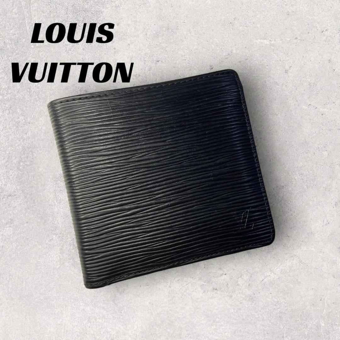 【良品】LOUIS VUITTON 財布　ブラック　エピ　二つ折り　マルコ.
