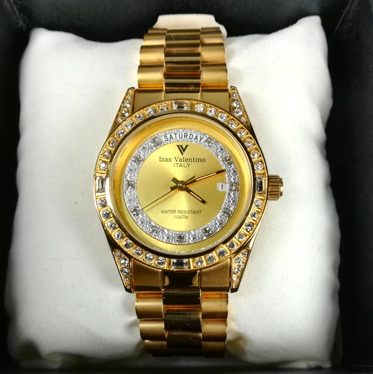 新品アウトレット　Izax Valentino メンズ 腕時計　ゴールド　IVG-1000　　アイザックバレンチノ　クォーツ カレンダー　10気圧防水_画像1