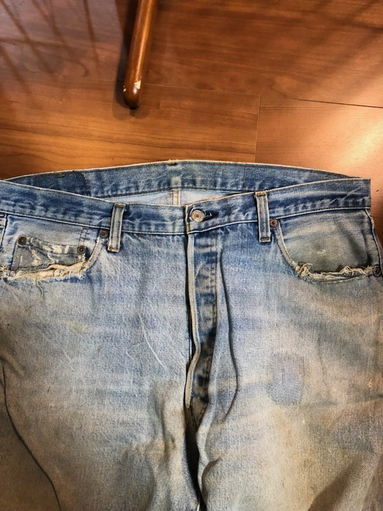 70's Levi’s リーバイス 501 66 後期 ボタン裏 6 赤耳 ビッグサイズ ヴィンテージ デニム パンツ ジーンズ アメカジ 古着 ボロ ダメージ_画像6