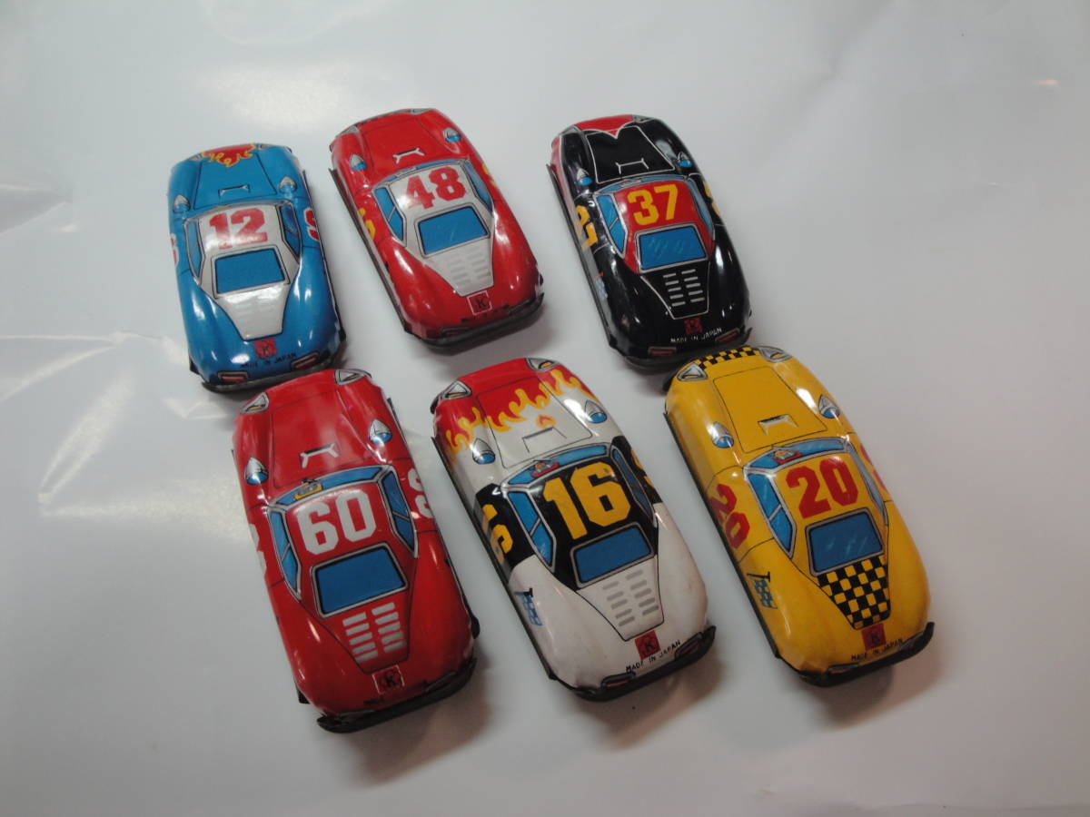* made in Japan :{ tin plate. automobile :6 pcs ( number 09*12*16*20*37*48)}* postage 350 jpy, Showa era, retro, toy, collection hobby 