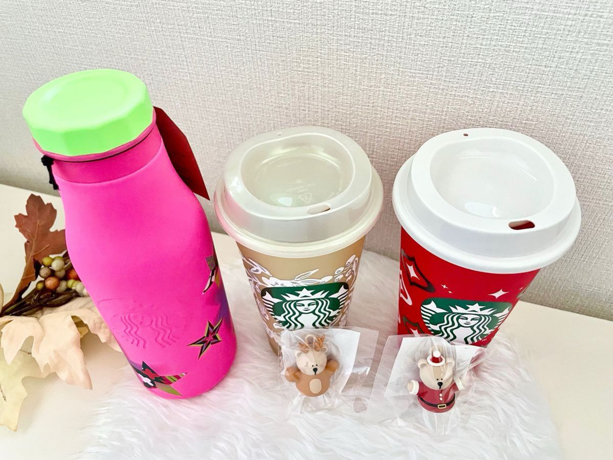 スターバックス スタバ ステンレスボトル リユーザブルカップ ベアリスタ ホリデー クリスマス ゴールド プレゼント トナカイ