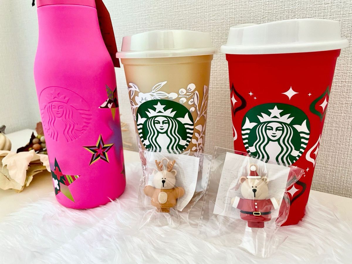 スターバックス スタバ ステンレスボトル リユーザブルカップ ベアリスタ ホリデー クリスマス ゴールド プレゼント トナカイ