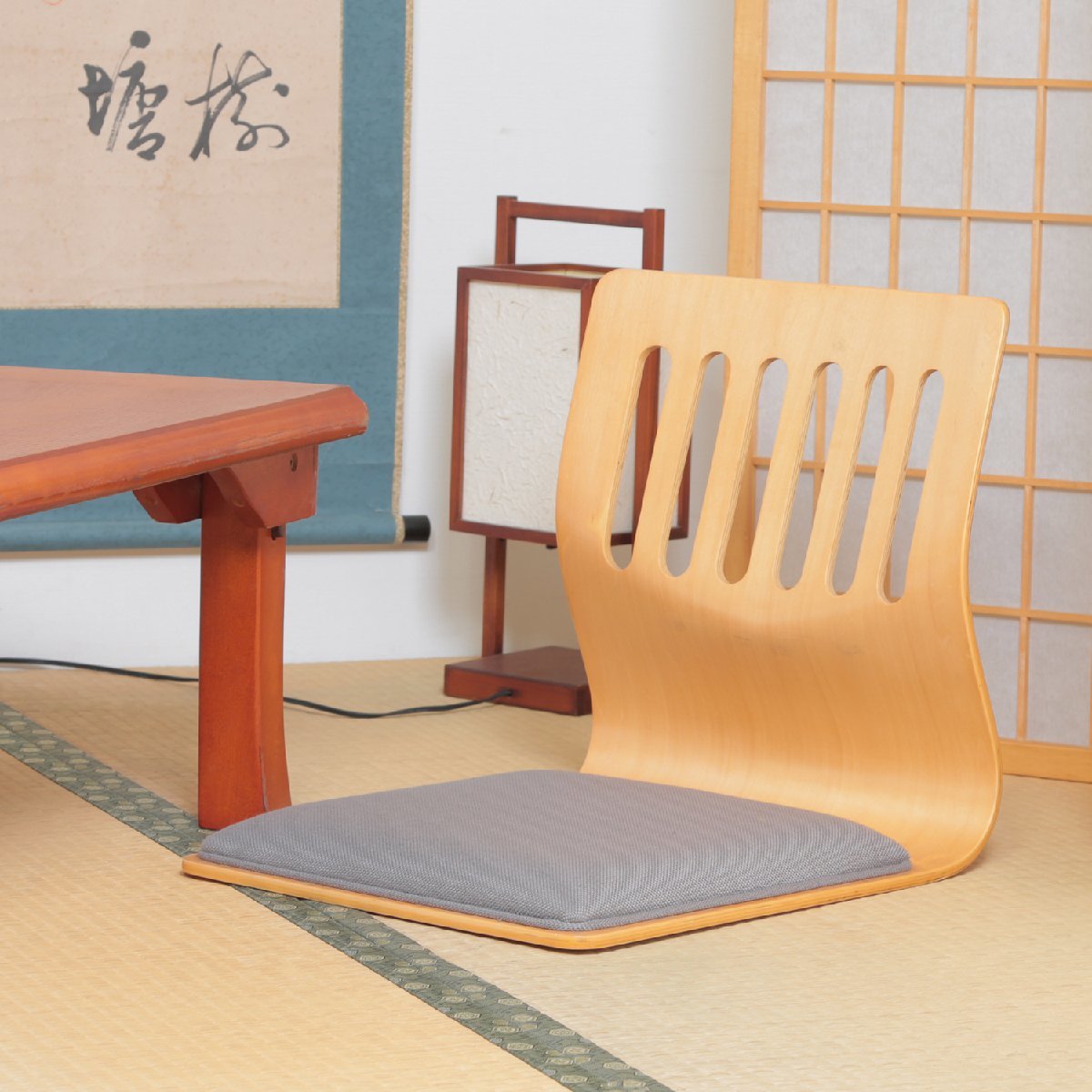 最新 送料無料 2脚セット 座布団クッション付き 木製 和室 コタツ 座椅