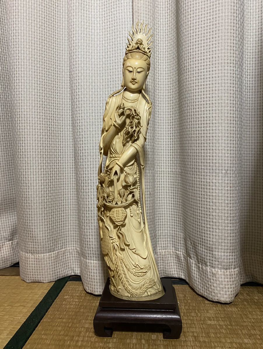 象牙風 天女 置物 在名明大 大型 高さ54cm 重さ約3 4キロ 検索)古美術 仏像 骨董品 天女 菩薩 根付 中国 Yahoo!フリマ（旧）