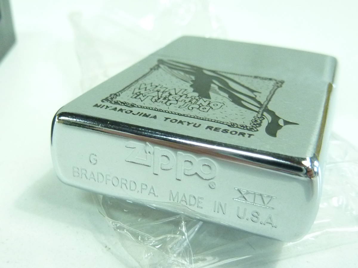 ZIPPO/ジッポー Whale Watching in the sea シャチ 1998年製 MIYAKOJIMA TOKYU RESORT ケース付き 火花確認済み_画像3