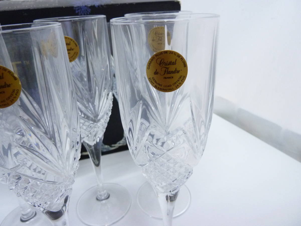 Cristal de Flandre France 24% Lead Crystal Wine Glasses 2 Sets of 4 -  Dauphine