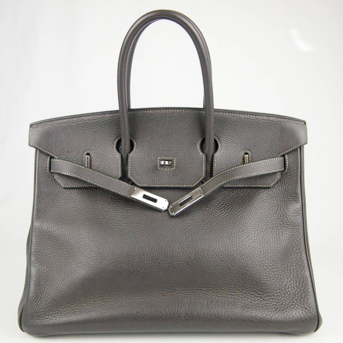 【B391】美品　HERMES エルメス　2001年　バーキン35　グレー系　トゴ　レザー　SV金具　ハンドバック　刻印□E_画像1