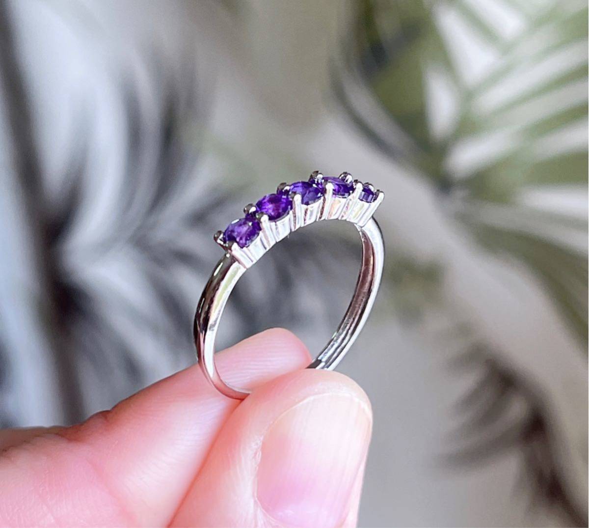 天然石 アメジスト（紫水晶）のリング(指輪)（番号A2977