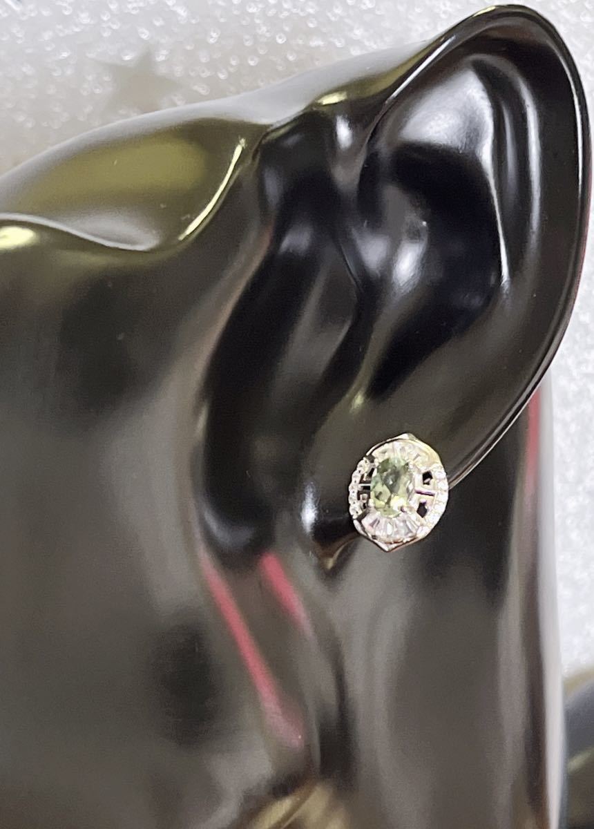 [ натуральный камень ] замечательная вещь незначительный зеленый турмалин s925. серьги ( номер A3146)