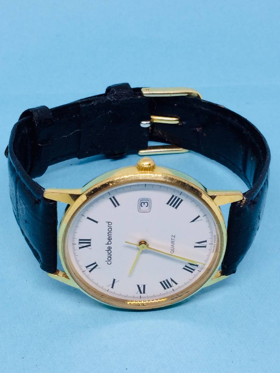 (A08)この高級感！(*'▽')スイス・クロード・ベルナールディト（電池交換済）ゴールドメンズ腕時計USED（送料全国一律185円）素敵な時計。_画像6