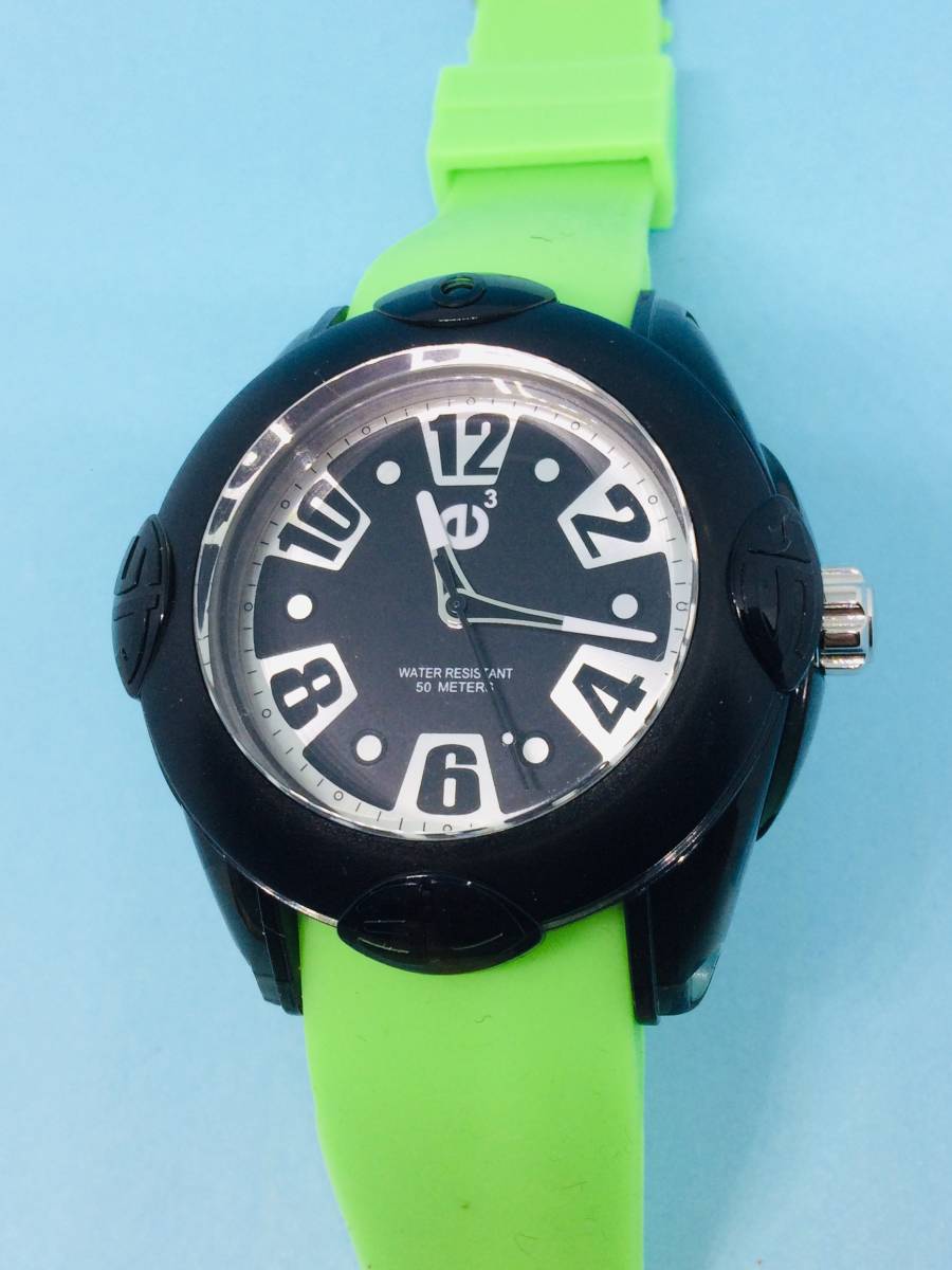(A22)楽しむ時計(*'▽')・e3・（電池交換済み）ブラック・スポーツウォッチUSED（送料全国一律185円）素敵な時計です。_e3・ブラック・メンズスポーツウォッチ