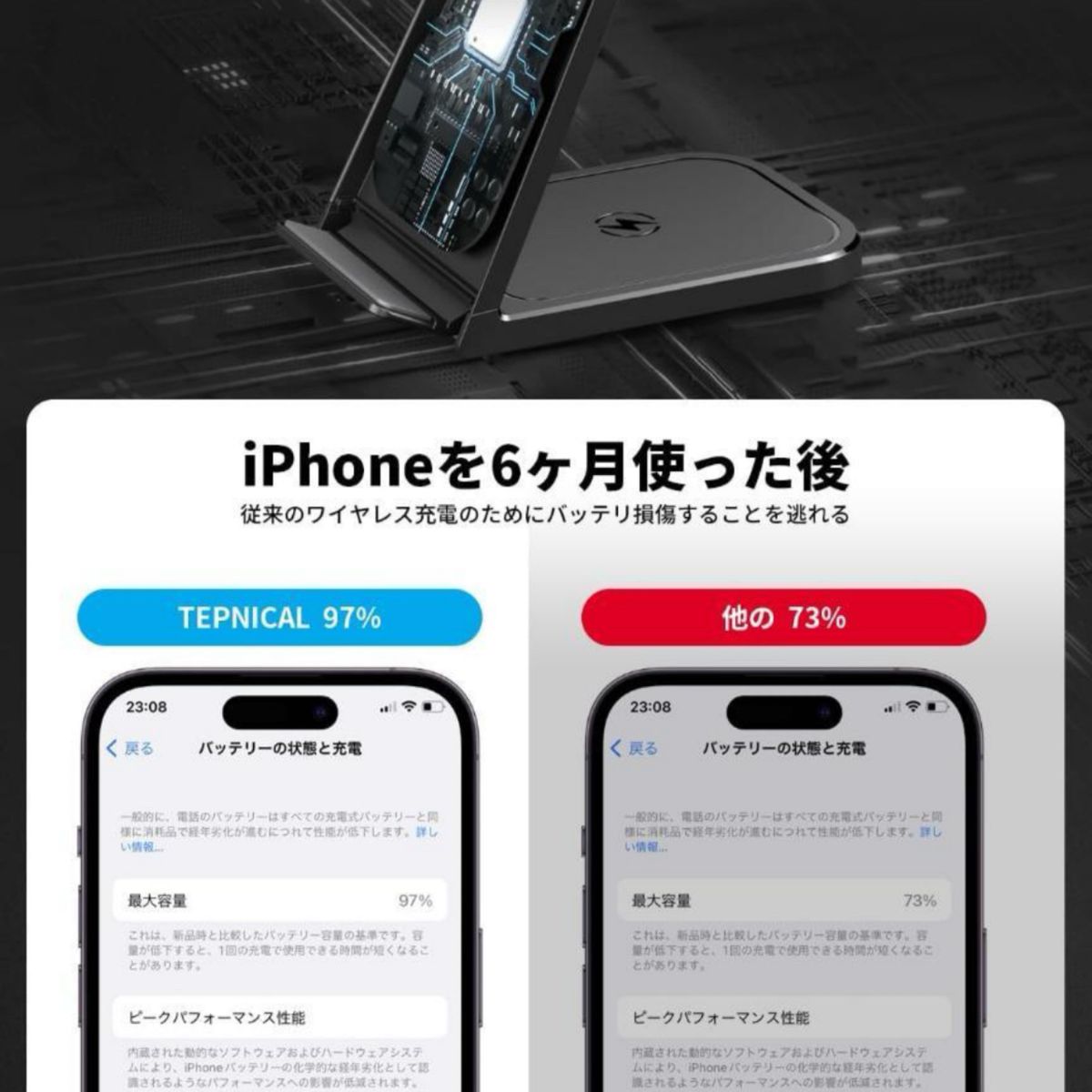 iPhone15対応 3in1 ワイヤレス充電器 Qi認証 急速充電15W