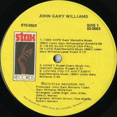 【ＬＰ】　JOHN GARY WILLIAMS 「 JOHN GARY WILLIAMS 」 ( STAX 5503 )_画像3