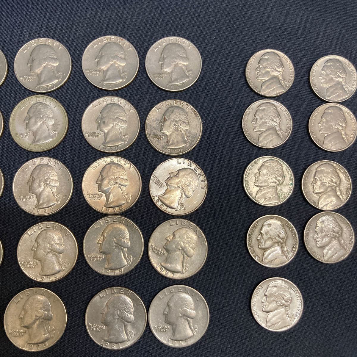 アメリカ　硬貨 銀貨 コイン 　ONE DIME　FIVE　CENTS　QUATER　DOLLAR　現状品　合計52枚_画像3