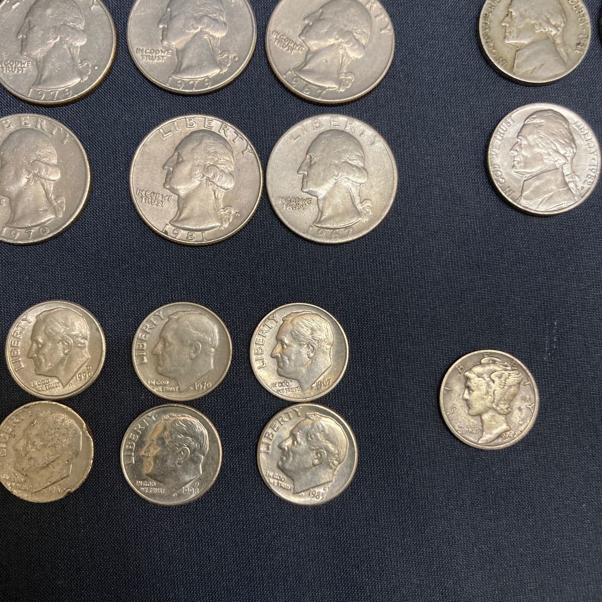 アメリカ　硬貨 銀貨 コイン 　ONE DIME　FIVE　CENTS　QUATER　DOLLAR　現状品　合計52枚_画像5