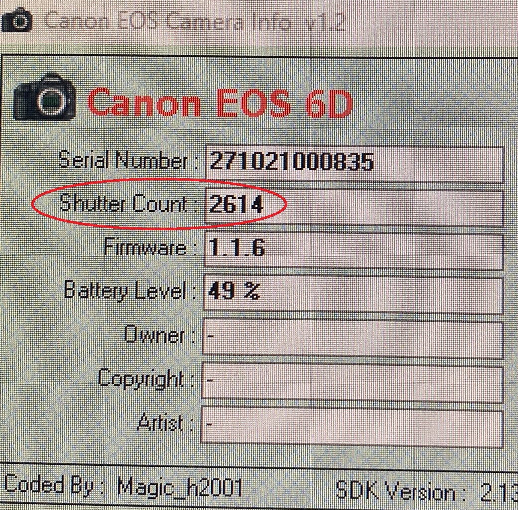 1円～ 【S数少】【たったの2614回】Canon EOS 6D ボディ 動作も写りもOKです。概ねキレイです。バッテリー、互換バッテリー、充電器付きの画像10