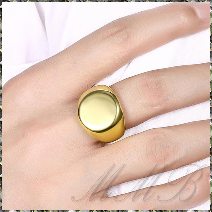 [RING] 18K Gold Filled 316L Stainless Steel Egg Round Smooth スムース エッグラウンド 20mm ワイド ゴールド リング 29号_画像4