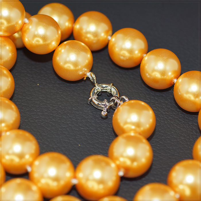 [NECKLACE] Golden South Sea Shell Pearl ビューティフル ゴールドパール 大玉 金色の真珠 ネックレス φ14x460mm 【送料無料】の画像4