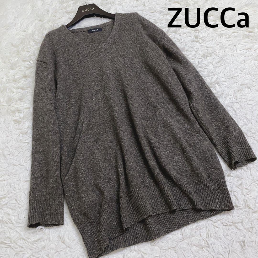 美品 ZUCCa ニット セーター アルパカ ウール 麻 体型カバー ポケット