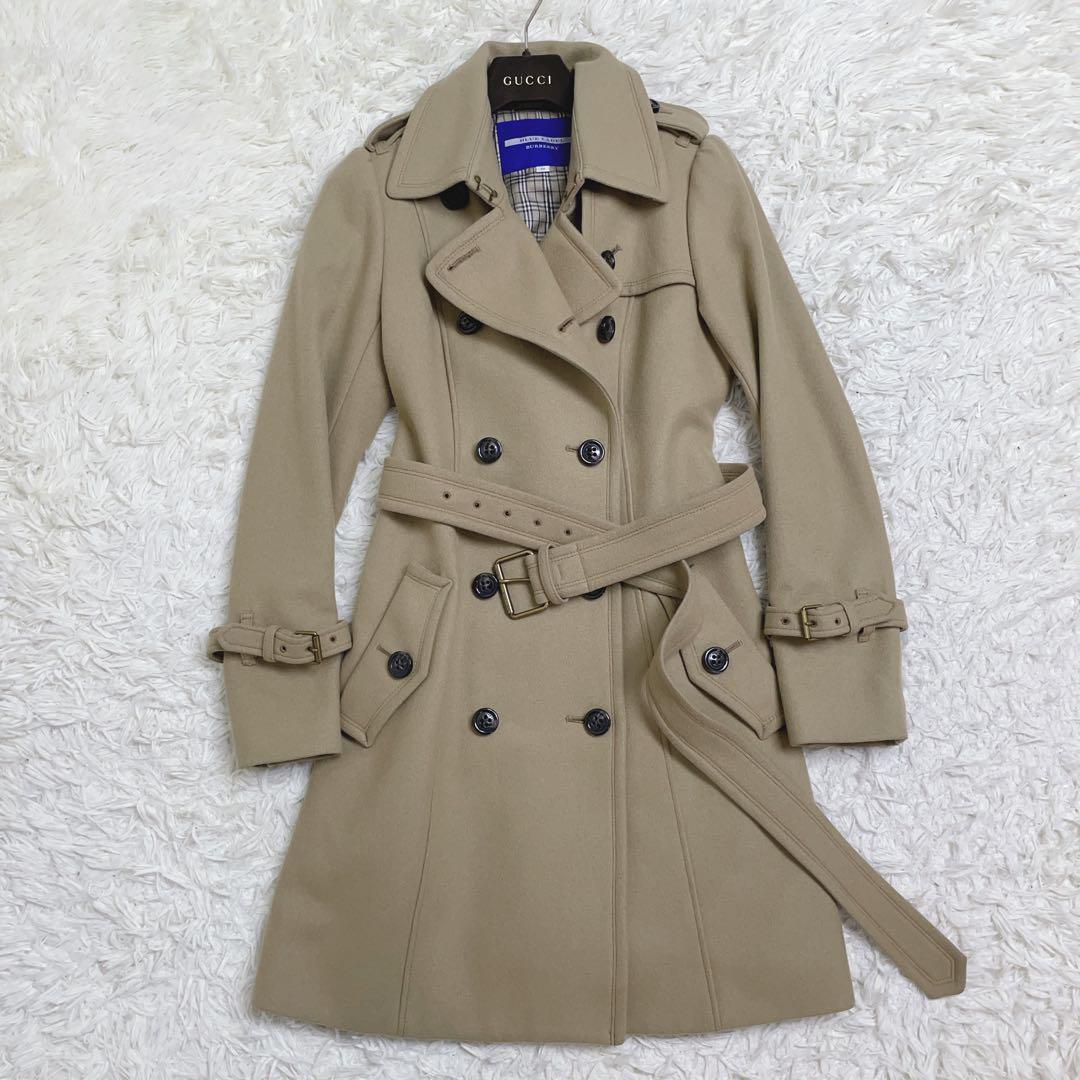 美品 BURBERRY バーバリー トレンチ コート ウール カシミヤ チェック_画像2