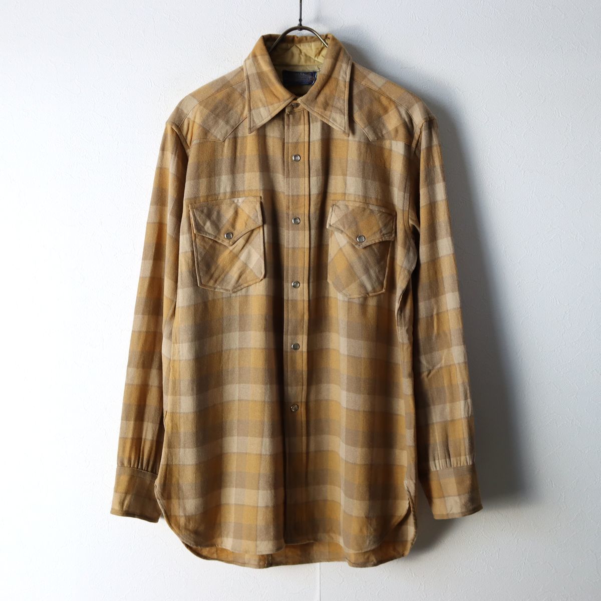 70s USA製 PENDLETON ペンドルトン ウール チェック シャツ M ブラウン / 古着 ネルシャツ / 古着 ヴィンテージ _画像2