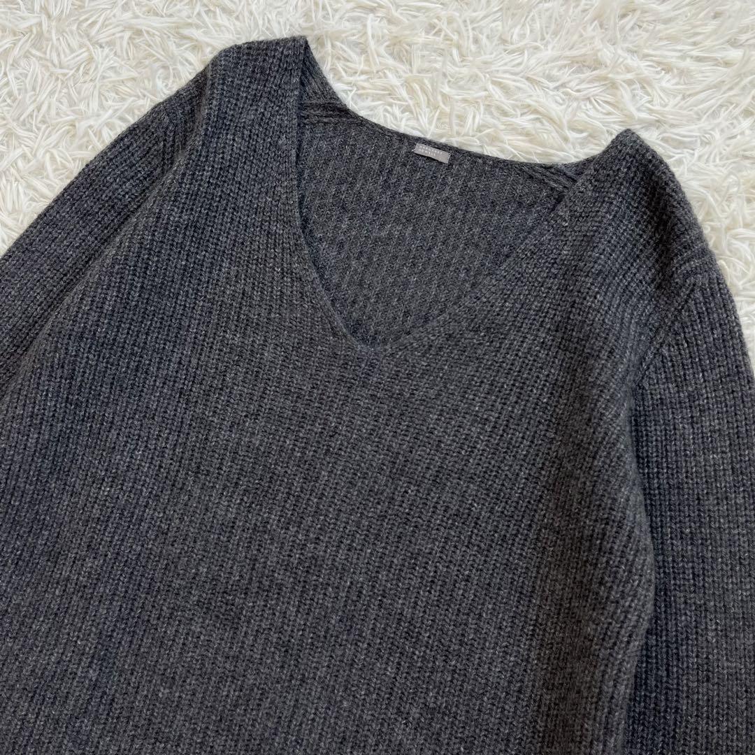 MARGARET HOWELL ウール ニット セーター リブ編み 黒 - ニット/セーター