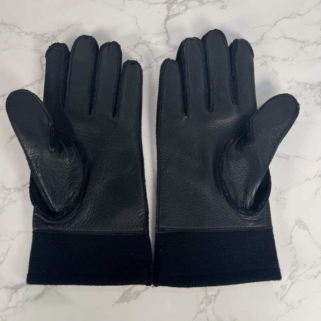 ◎【極美品】マーガレットハウエル　レザー×メルトン手袋　ブラック　黒　本革　MHL