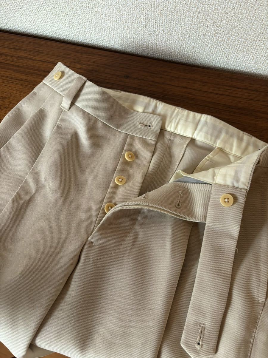 IGARASHI TROUSERS 2プリーツ ウール スラックス ベージュ M 五十嵐トラウザーズ_画像4